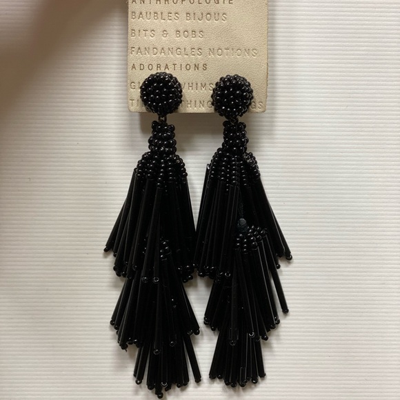 Anthropologie Accessories - Anthropology black beaded earrings